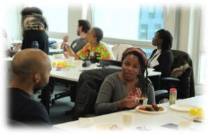 People at the event having their lunch.